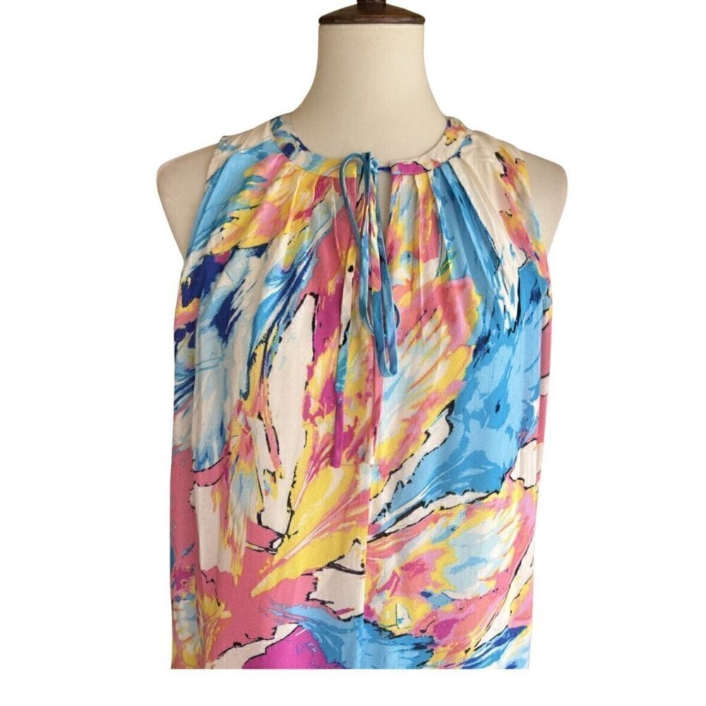 Charles Henry Sleeveless Pleated Printed Shift Dress Size S A31 MSRP $99